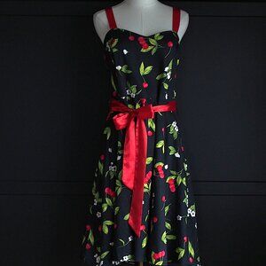 H&R London | Cherry Blossom Black Swing Dress